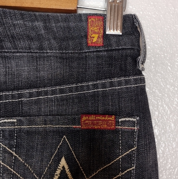 7 For All Mankind "A" Pocket Women's Cotton Blend Black Denim Mini Skirt Size 26 - Picture 7 of 13